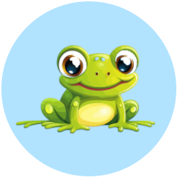 Grafika grupy przedstawia żabkę